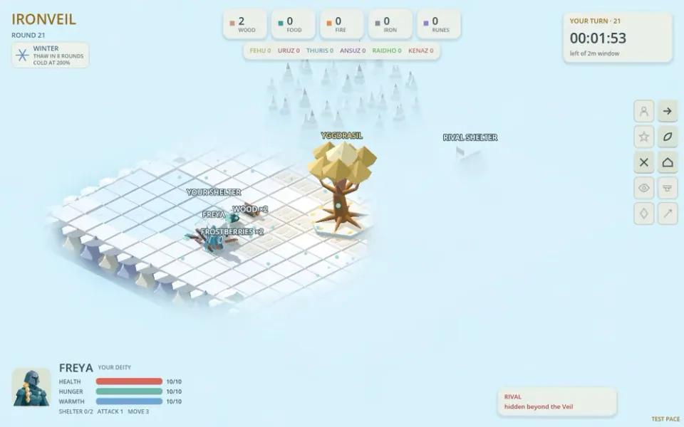 The island during winter in an actual Ironveil game capture